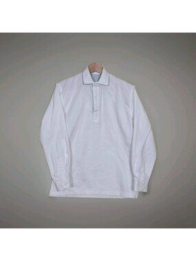 Chatham Marine Deck Polo Shirt Womens UK 10 US 6 White Blue Sea Dyed Cotton PDC